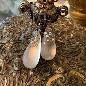 Alexis Bittar crème brule colors lucite and crystal earrings